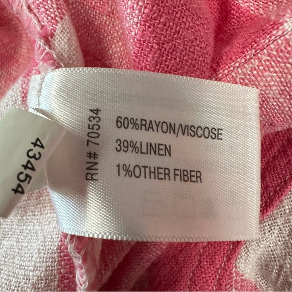 Orvis pink and white checkered plaid linen blend top buttons on back Medium - Picture 11 of 11